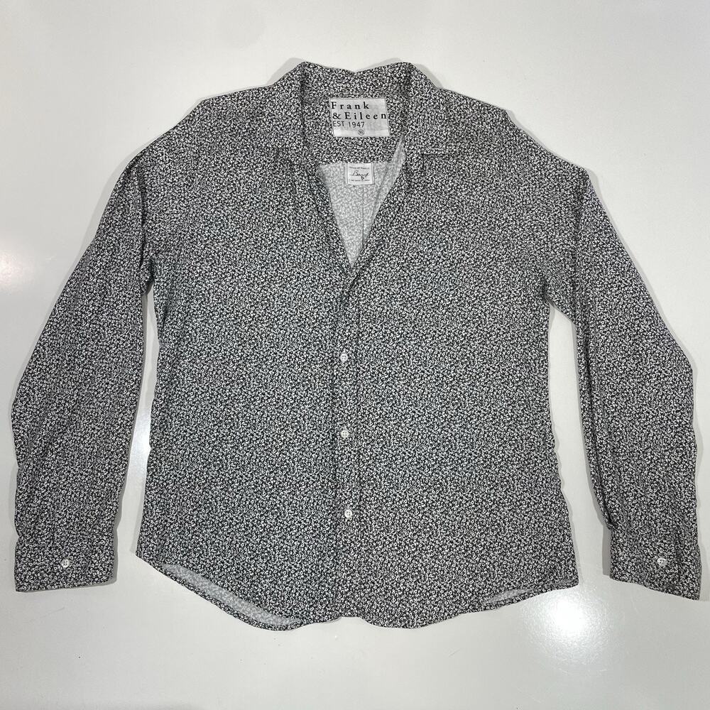 Frank & Eileen Barry Shirt Womens XL Floral White Modal Button Made in USA